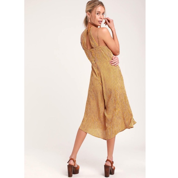 Paris Mustard Yellow Striped Culotte Jumpsuit - Picture 4 of 16